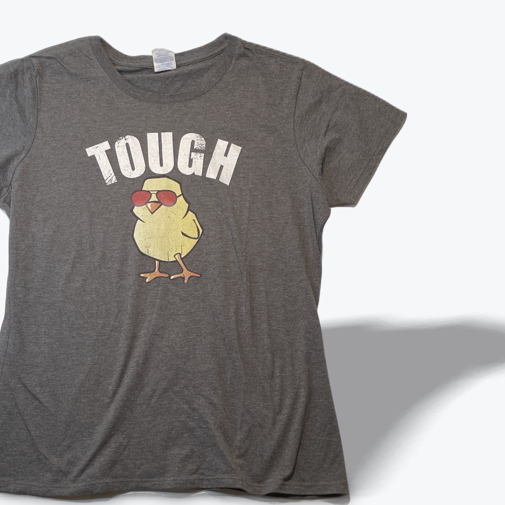 Tough Chick Graphic Tee Port & Company Heather Gray Women Large